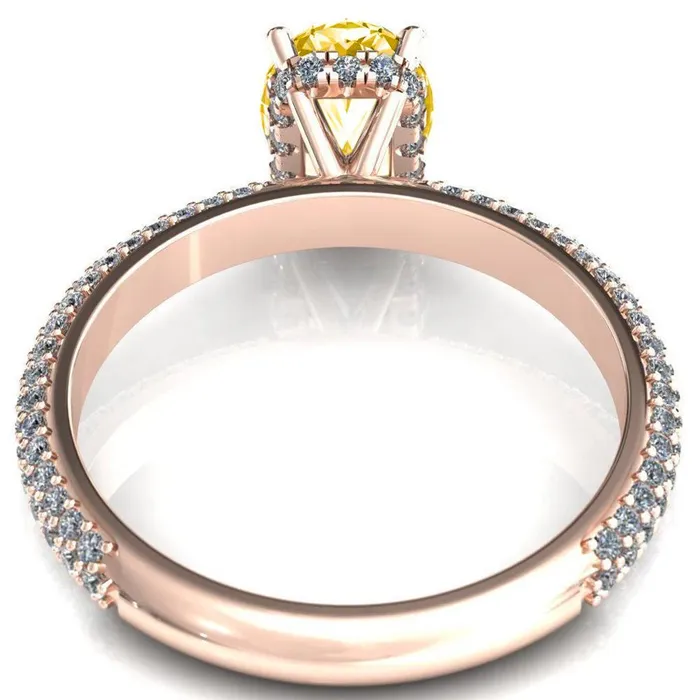 Rings Adina Oval Canary Yellow 4 Prong Diamond Accent Engagement Ring Fire Brilliance 