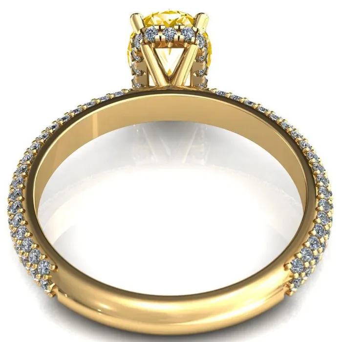 Rings Adina Oval Canary Yellow 4 Prong Diamond Accent Engagement Ring Fire Brilliance 
