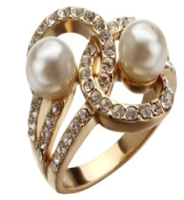 Rings alice R03 Rose Gold Pearl Rhinestone Ring