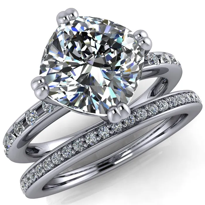 Rings Cotillion Cushion Center Stone 4 Prong Under Bezel Ring Fire Brilliance 