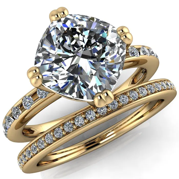 Rings Cotillion Cushion Center Stone 4 Prong Under Bezel Ring Fire Brilliance 