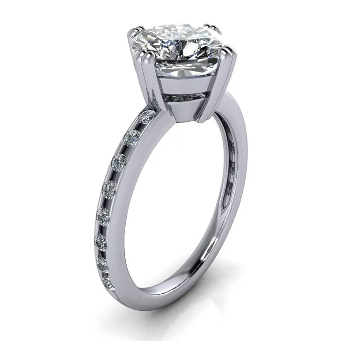 Rings Cotillion Cushion Center Stone 4 Prong Under Bezel Ring Fire Brilliance 