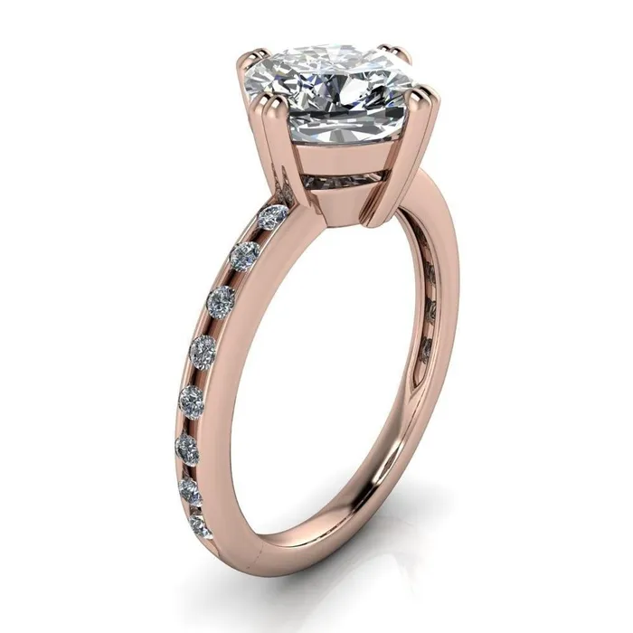 Rings Cotillion Cushion Center Stone 4 Prong Under Bezel Ring Fire Brilliance 