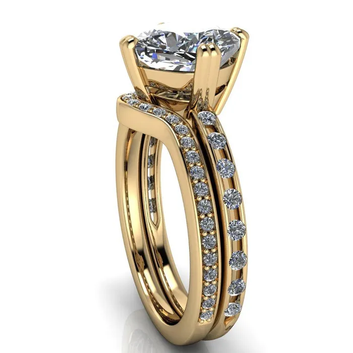 Rings Cotillion Cushion Center Stone 4 Prong Under Bezel Ring Fire Brilliance 