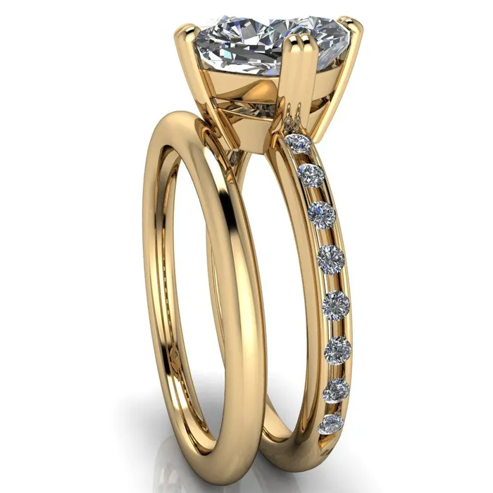 Rings Cotillion Cushion Center Stone 4 Prong Under Bezel Ring Fire Brilliance 