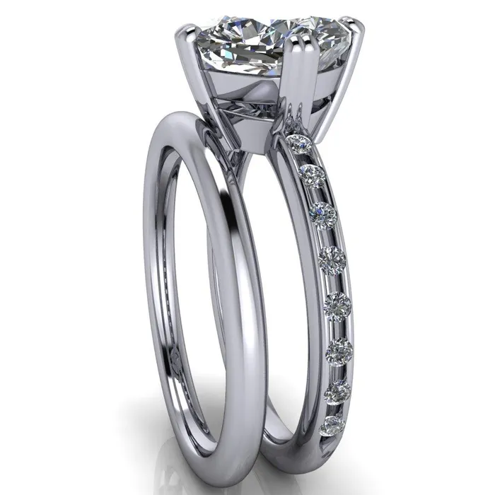 Rings Cotillion Cushion Center Stone 4 Prong Under Bezel Ring Fire Brilliance 