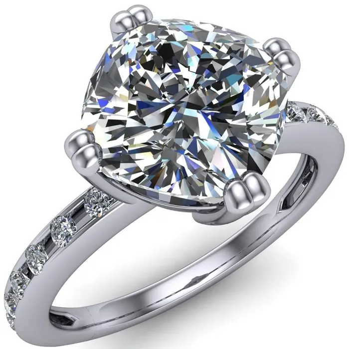 Rings Cotillion Cushion Center Stone 4 Prong Under Bezel Ring Fire Brilliance 