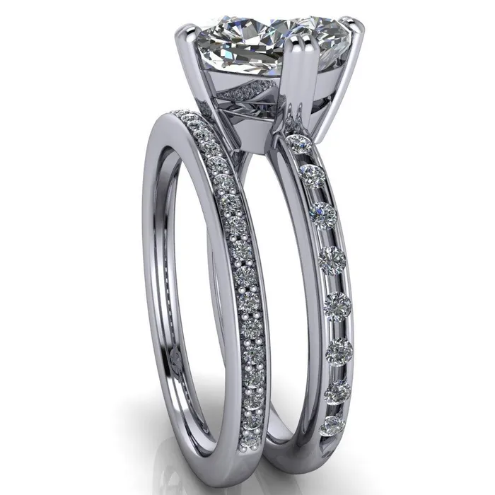 Rings Cotillion Cushion Center Stone 4 Prong Under Bezel Ring Fire Brilliance 