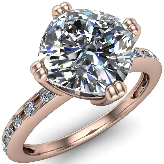 Rings Cotillion Cushion Center Stone 4 Prong Under Bezel Ring Fire Brilliance 