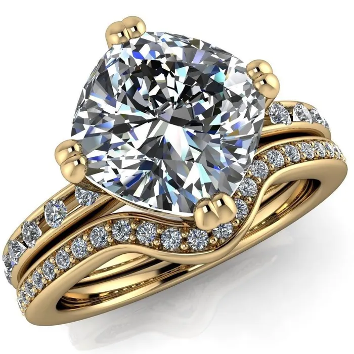 Rings Cotillion Cushion Center Stone 4 Prong Under Bezel Ring Fire Brilliance 