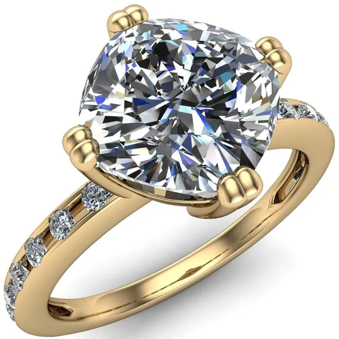 Rings Cotillion Cushion Center Stone 4 Prong Under Bezel Ring Fire Brilliance 