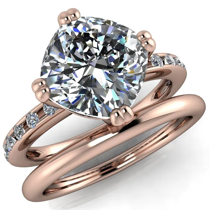 Rings Cotillion Cushion Center Stone 4 Prong Under Bezel Ring Fire Brilliance 