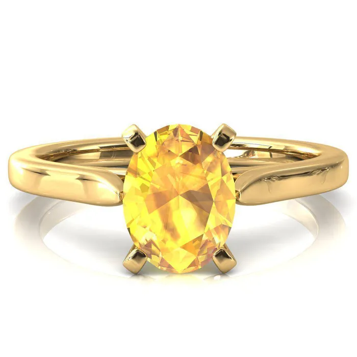 Rings Darci Oval Yellow Sapphire 4 Prong Cathedral Solitaire Engagement Ring Fire Brilliance 