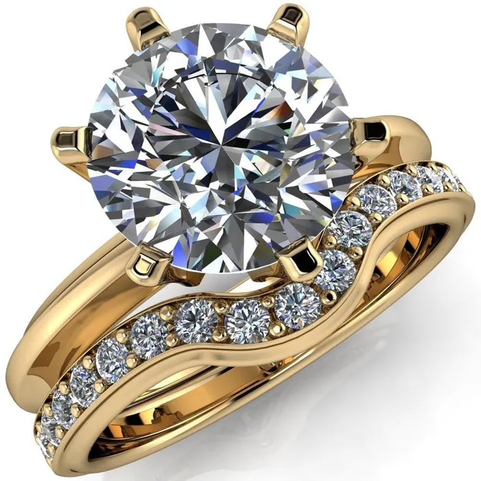 Rings Fire Brilliance Abrielle Round Center Stone 6 Prong Classic Gallery Solitaire Ring Rings Fire Brilliance Abrielle Round Center Stone 6 Prong Classic Gallery Solitaire Ring