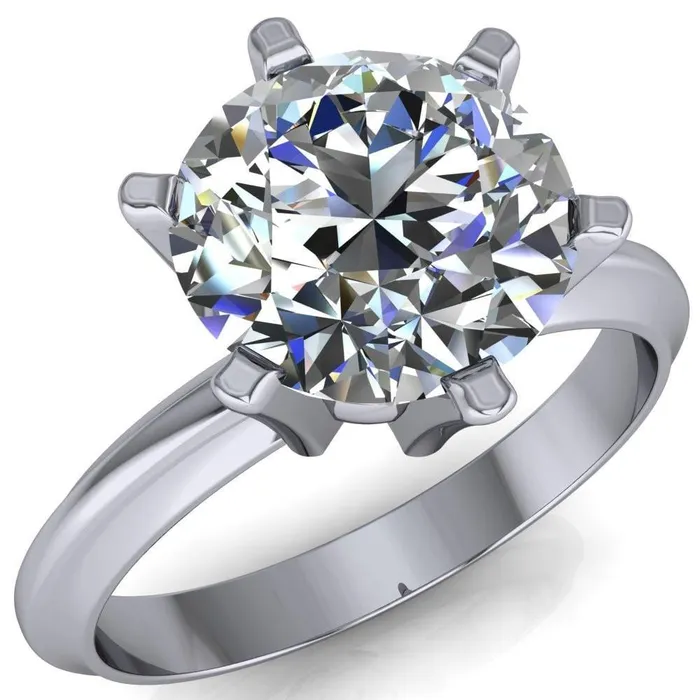 Rings Fire Brilliance Abrielle Round Center Stone 6 Prong Classic Gallery Solitaire Ring