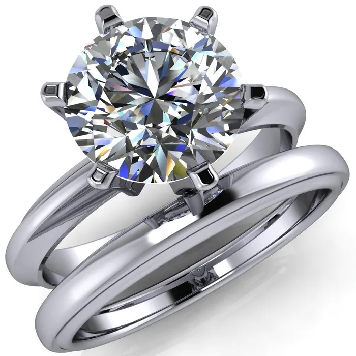 Rings Fire Brilliance Abrielle Round Center Stone 6 Prong Classic Gallery Solitaire Ring