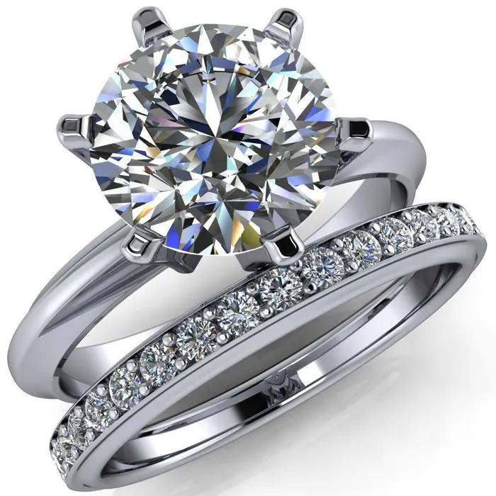 Rings Fire Brilliance Abrielle Round Center Stone 6 Prong Classic Gallery Solitaire Ring