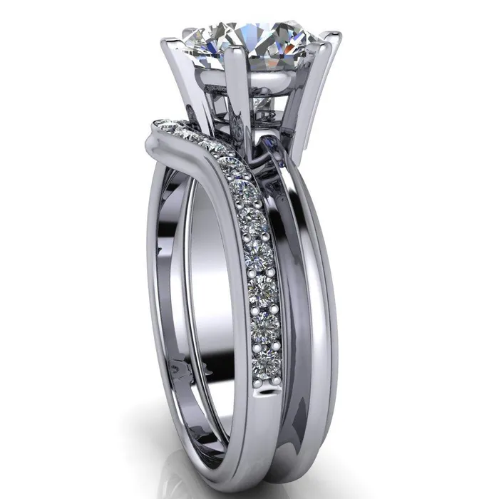 Rings Fire Brilliance Abrielle Round Center Stone 6 Prong Classic Gallery Solitaire Ring