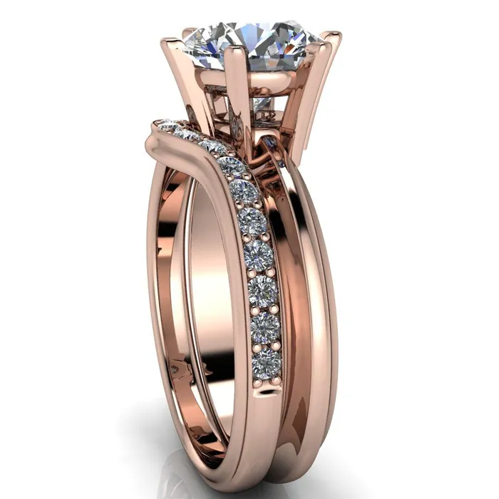 Rings Fire Brilliance Abrielle Round Center Stone 6 Prong Classic Gallery Solitaire Ring