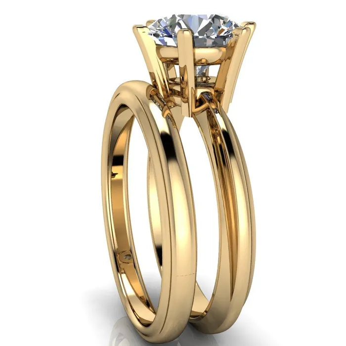 Rings Fire Brilliance Abrielle Round Center Stone 6 Prong Classic Gallery Solitaire Ring