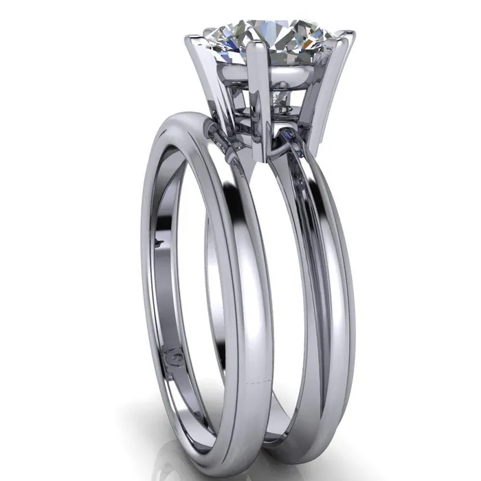 Rings Fire Brilliance Abrielle Round Center Stone 6 Prong Classic Gallery Solitaire Ring