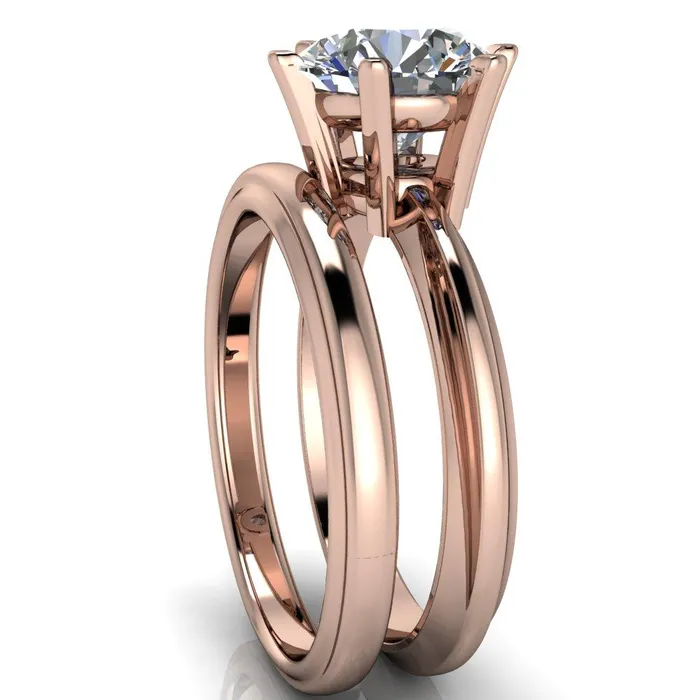 Rings Fire Brilliance Abrielle Round Center Stone 6 Prong Classic Gallery Solitaire Ring