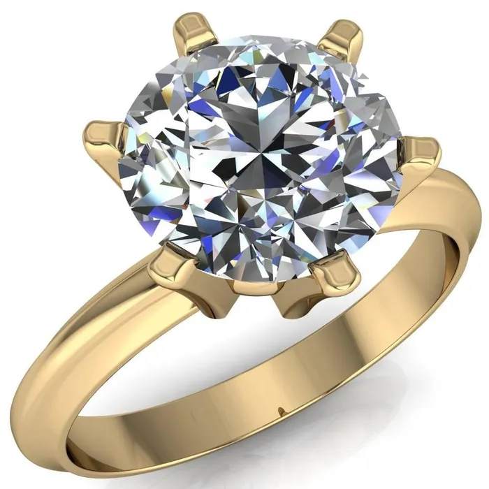 Rings Fire Brilliance Abrielle Round Center Stone 6 Prong Classic Gallery Solitaire Ring