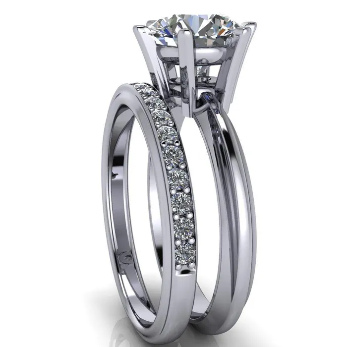 Rings Fire Brilliance Abrielle Round Center Stone 6 Prong Classic Gallery Solitaire Ring