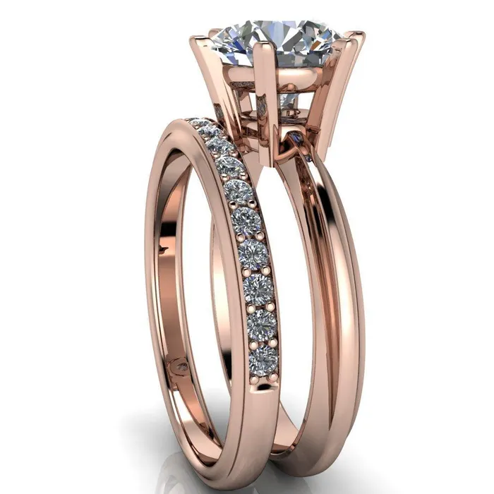 Rings Fire Brilliance Abrielle Round Center Stone 6 Prong Classic Gallery Solitaire Ring
