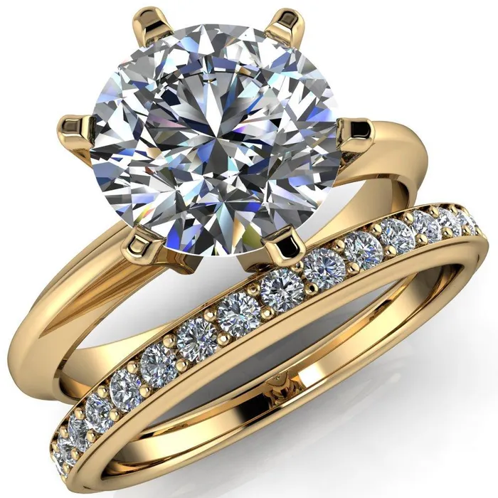 Rings Fire Brilliance Abrielle Round Center Stone 6 Prong Classic Gallery Solitaire Ring