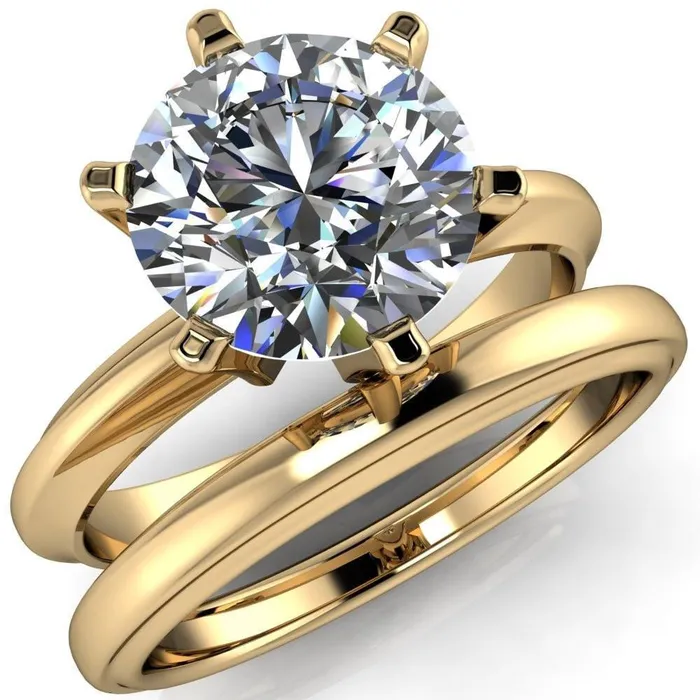Rings Fire Brilliance Abrielle Round Center Stone 6 Prong Classic Gallery Solitaire Ring