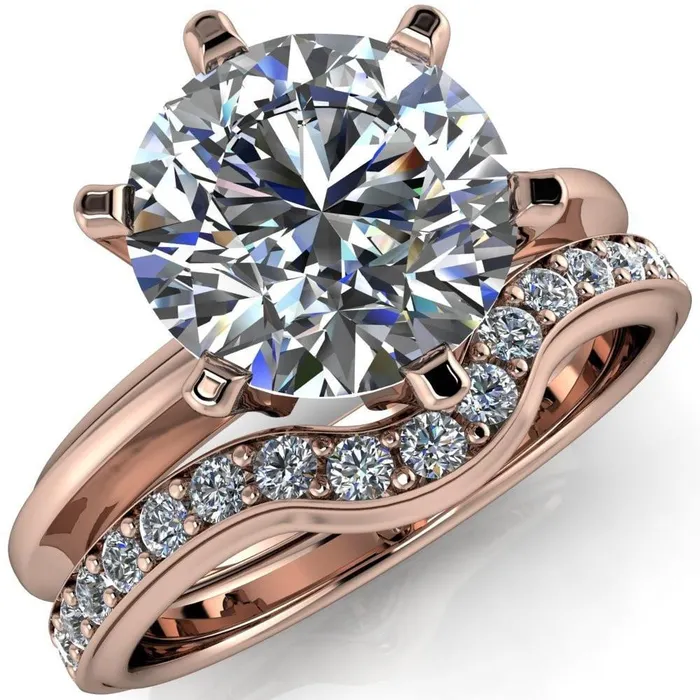 Rings Fire Brilliance Abrielle Round Center Stone 6 Prong Classic Gallery Solitaire Ring