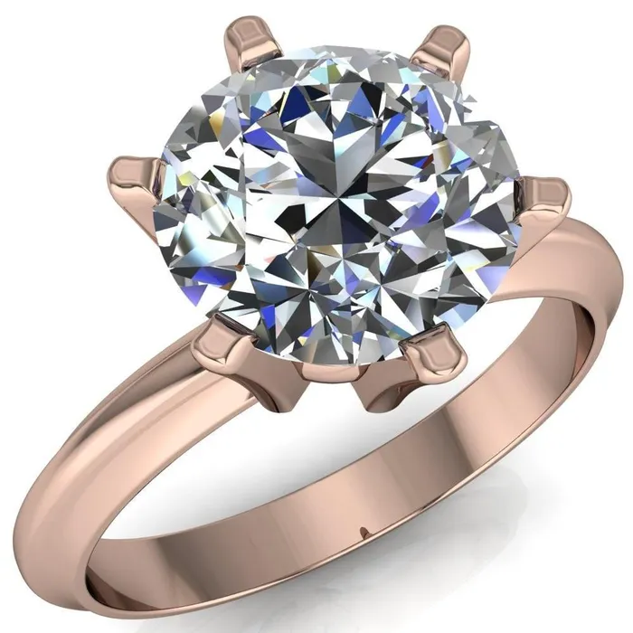 Rings Fire Brilliance Abrielle Round Center Stone 6 Prong Classic Gallery Solitaire Ring