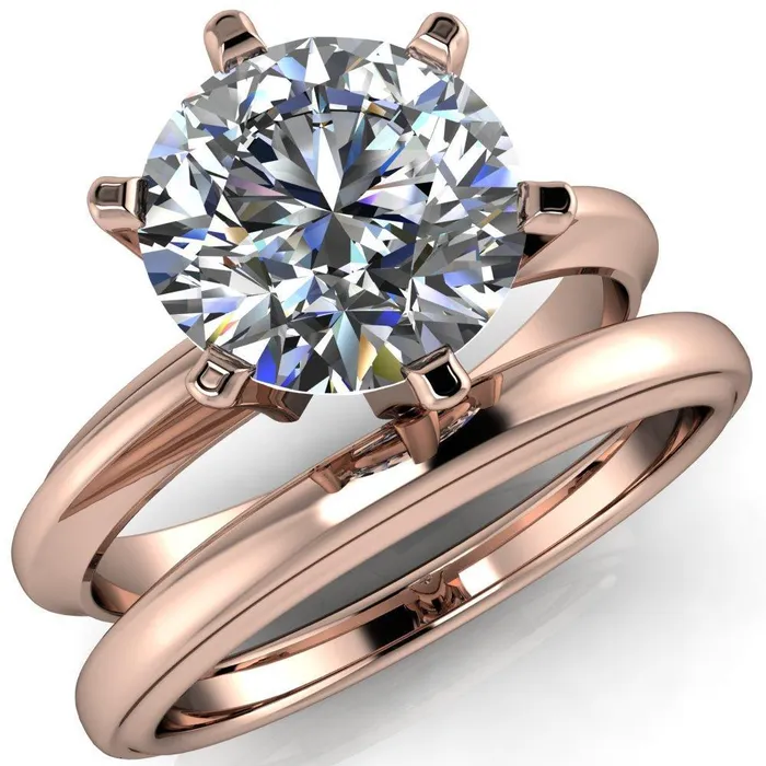 Rings Fire Brilliance Abrielle Round Center Stone 6 Prong Classic Gallery Solitaire Ring