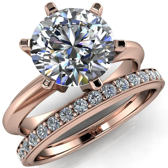 Rings Fire Brilliance Abrielle Round Center Stone 6 Prong Classic Gallery Solitaire Ring