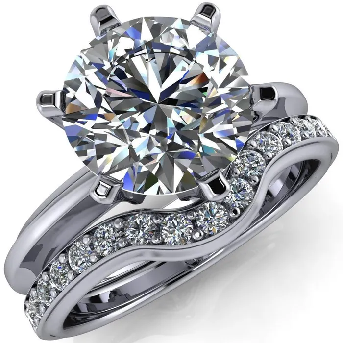 Rings Fire Brilliance Abrielle Round Center Stone 6 Prong Classic Gallery Solitaire Ring