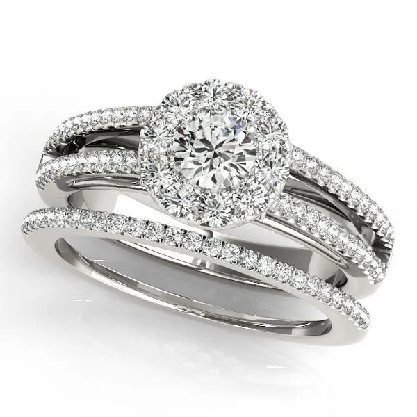 Rings Fire Brilliance Anya Round Center Stone Two Tone Shank Split Cathedral Engagement Ring