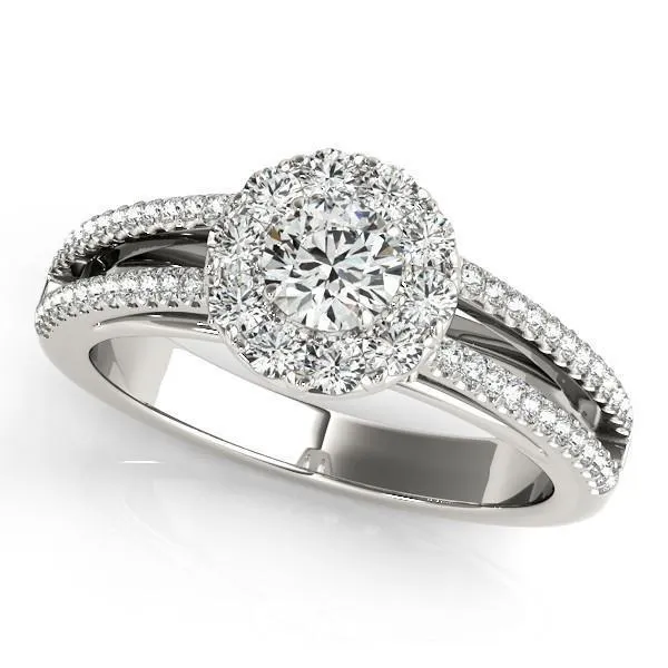 Rings Fire Brilliance Anya Round Center Stone Two Tone Shank Split Cathedral Engagement Ring