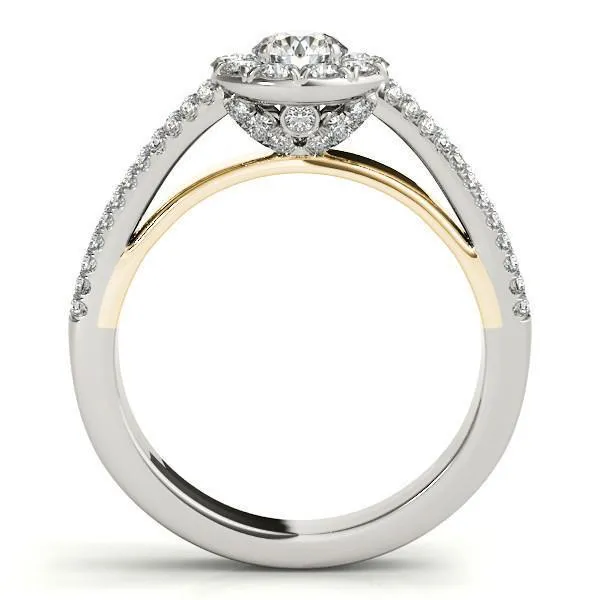 Rings Fire Brilliance Anya Round Center Stone Two Tone Shank Split Cathedral Engagement Ring
