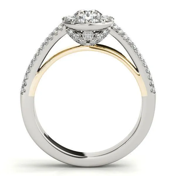 Rings Fire Brilliance Anya Round Center Stone Two Tone Shank Split Cathedral Engagement Ring