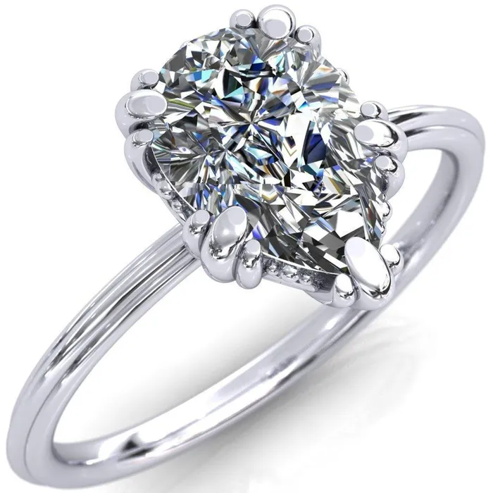 Rings Fire Brilliance Botticelli Pear Center Stone 5 Fancy Prongs Engagement Ring