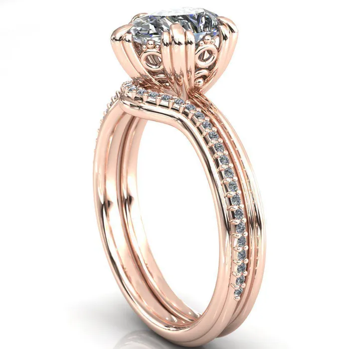 Rings Fire Brilliance Botticelli Pear Center Stone 5 Fancy Prongs Engagement Ring