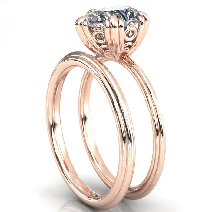 Rings Fire Brilliance Botticelli Pear Center Stone 5 Fancy Prongs Engagement Ring