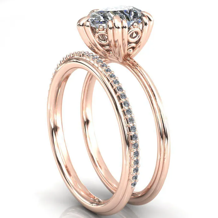 Rings Fire Brilliance Botticelli Pear Center Stone 5 Fancy Prongs Engagement Ring