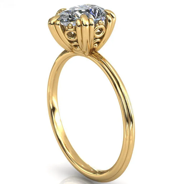 Rings Fire Brilliance Botticelli Pear Center Stone 5 Fancy Prongs Engagement Ring
