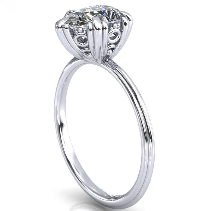 Rings Fire Brilliance Botticelli Pear Center Stone 5 Fancy Prongs Engagement Ring