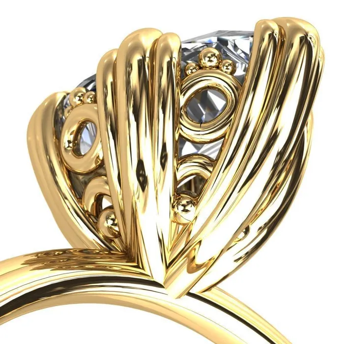 Rings Fire Brilliance Botticelli Pear Center Stone 5 Fancy Prongs Engagement Ring