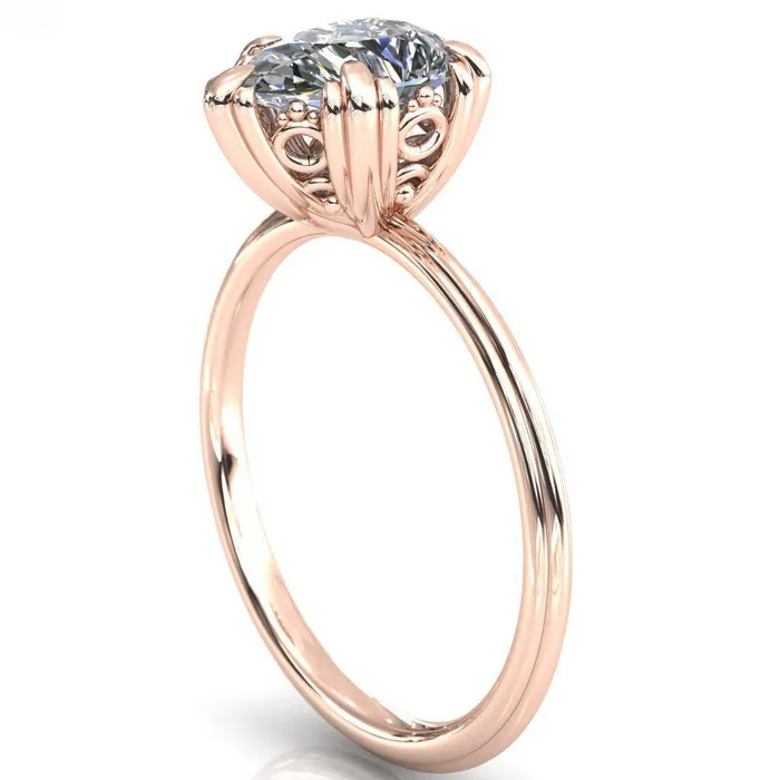 Rings Fire Brilliance Botticelli Pear Center Stone 5 Fancy Prongs Engagement Ring