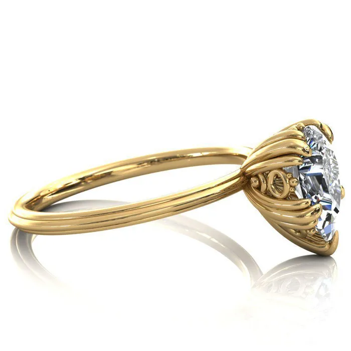 Rings Fire Brilliance Botticelli Pear Center Stone 5 Fancy Prongs Engagement Ring