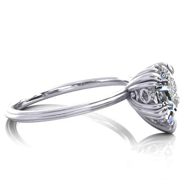 Rings Fire Brilliance Botticelli Pear Center Stone 5 Fancy Prongs Engagement Ring